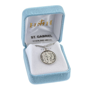 Sterling Silver Round Shaped St. Gabriel Medal