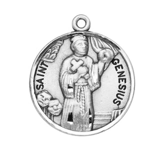 Sterling Silver Round Shaped St. Genesius Medal