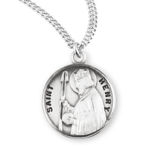Sterling Silver Round Shaped Saint Henry Medal