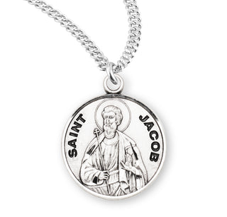 Sterling Silver Round Shaped Saint Jacob Medal