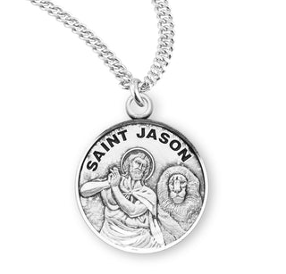 Sterling Silver Round Shaped Saint Jason Medal
