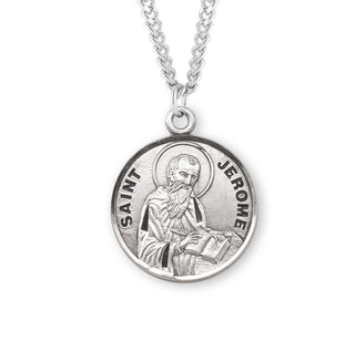 Sterling Silver Round Shaped Saint Jerome Medal