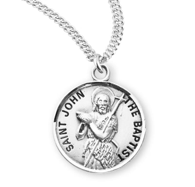 Sterling Silver Round Shaped St. John the Baptist Medal