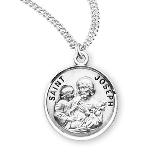 Sterling Silver Round Shaped Saint Joseph Medal
