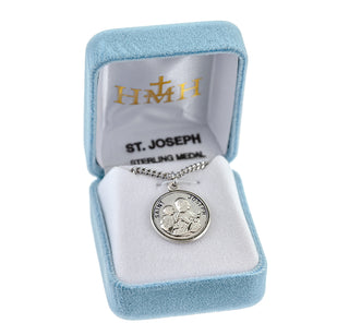 Sterling Silver Round Shaped St. Joseph Medal