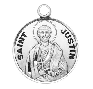 Sterling Silver Round Shaped St. Justin Medal