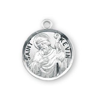 Sterling Silver Round Shaped St. Kevin Medal