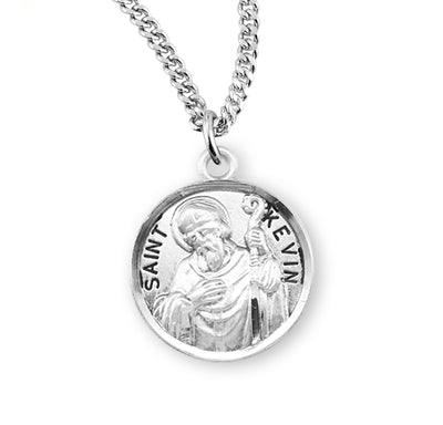 Sterling Silver Round Shaped St. Kevin Medal