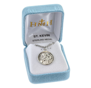Sterling Silver Round Shaped St. Kevin Medal