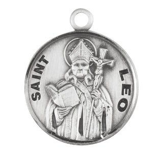 Sterling Silver Round Shaped St. Leo Medal