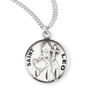 Sterling Silver Round Shaped Saint Leo Medal