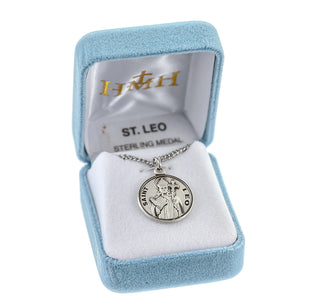 Sterling Silver Round Shaped St. Leo Medal