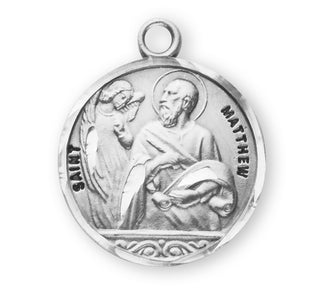 Sterling Silver Round Shaped St. Matthew Medal