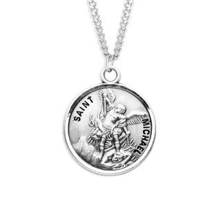 Sterling Silver Round Shaped Saint Michael Medal