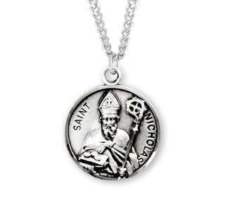 Sterling Silver Round Shaped Saint Nicholas Medal