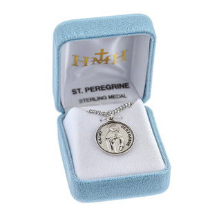 Sterling Silver Round Shaped St. Peregrine Medal