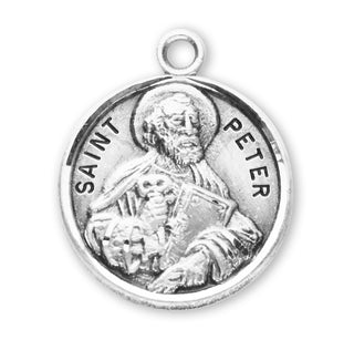 Sterling Silver Round Shaped St. Peter Medal