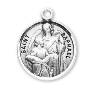 Sterling Silver Round Shaped St. Raphael Medal