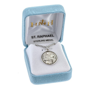Sterling Silver Round Shaped St. Raphael Medal