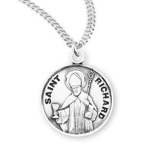 Sterling Silver Round Shaped Saint Richard Medal