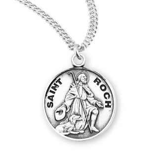 Sterling Silver Round Shaped Saint Roch Medal
