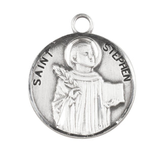 Sterling Silver Round Shaped St. Stephen Medal