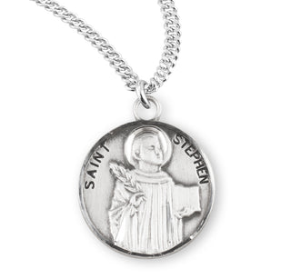 Sterling Silver Round Shaped Saint Stephen Medal