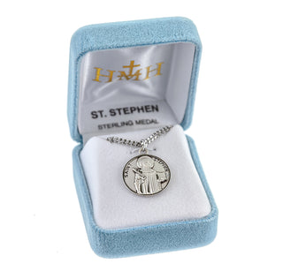 Sterling Silver Round Shaped St. Stephen Medal
