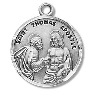 Sterling Silver Round Shaped St. Thomas Apostle Medal - SALE