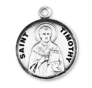 Sterling Silver Round Shaped St. Timothy Medal