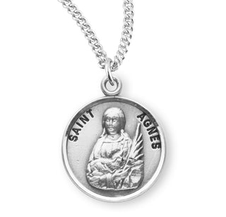 Sterling Silver Round Shaped Saint Agnes Medal