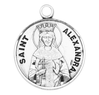 Sterling Silver Round Shaped St. Alexandra Medal