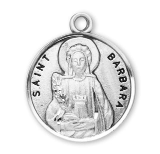 Sterling Silver Round Shaped St. Barbara Medal
