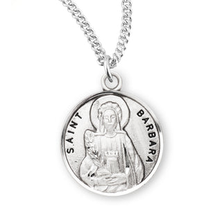Sterling Silver Round Shaped Saint Barbara Medal