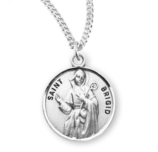 Sterling Silver Round Shaped Saint Brigid Medal