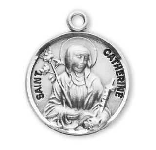 Sterling Silver Round Shaped St. Catherine Medal