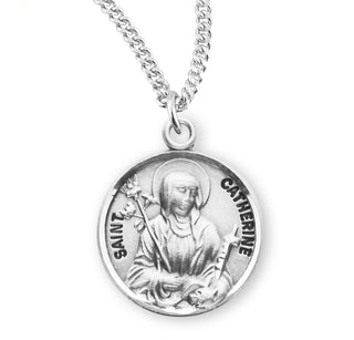 Sterling Silver Round Shaped Saint Catherine Medal