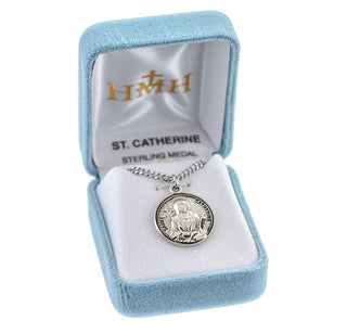 Sterling Silver Round Shaped St. Catherine Medal