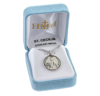 Patron Saint Cecilia Round Sterling Silver medal
