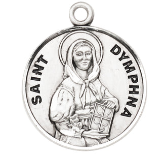 Sterling Silver Round Shaped St. Dymphna Medal