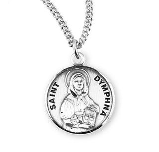 Sterling Silver Round Shaped Saint Dymphna Medal