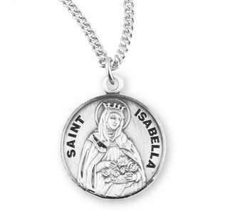Sterling Silver Round Shaped Saint Isabella Medal