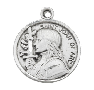 Sterling Silver Round Shaped St. Joan of Arc Medal