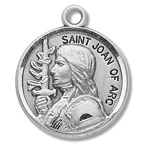Sterling Silver Round Shaped St. Joan of Arc Medal