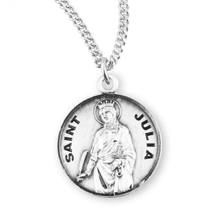 Sterling Silver Round Shaped Saint Julia Medal