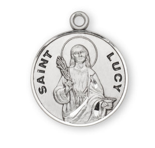 Sterling Silver Round Shaped St. Lucy Medal