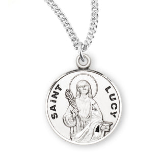 Sterling Silver Round Shaped Saint Lucy Medal