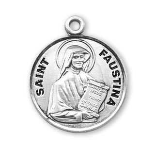 Sterling Silver Round Shaped St. Faustina Medal