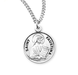 Sterling Silver Round Shaped Saint Faustina Medal