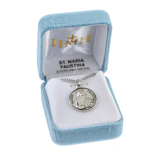 Sterling Silver Round Shaped St. Faustina Medal